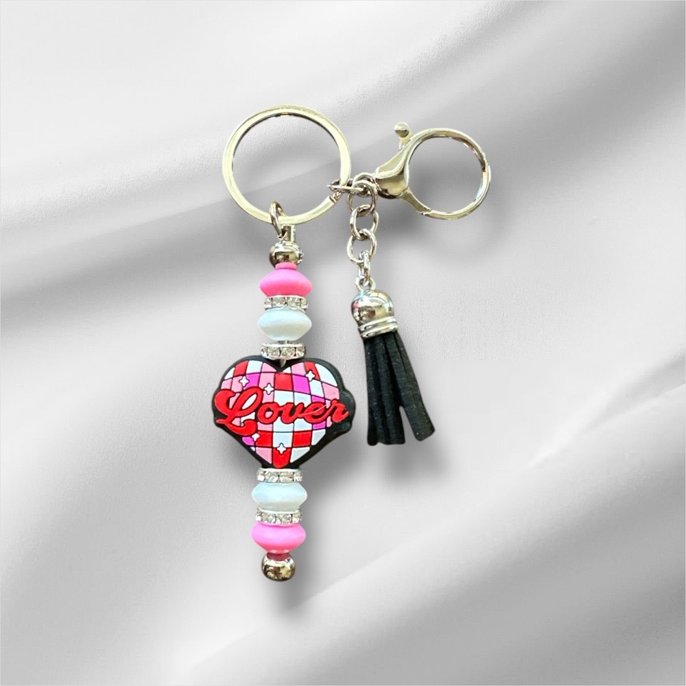 Silicone Love Bead Keychain with Tassel